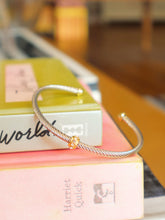 Load image into Gallery viewer, Two Tone CZ Ring Cable Cuff Bracelet
