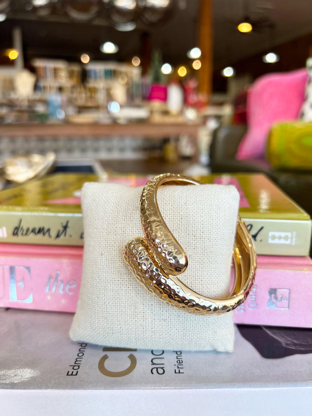 Gold Textured Wrap Cuff Bracelet