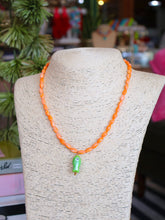 Load image into Gallery viewer, Dainty Glass Beaded Fish Necklace - Peach/Lime
