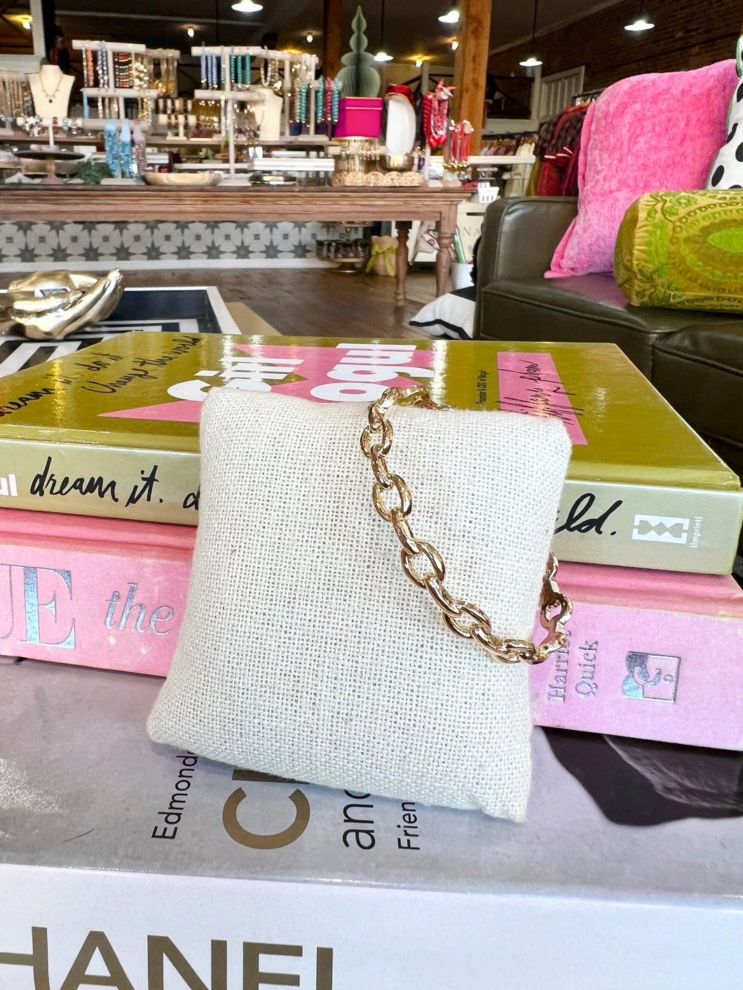 Gold Oval Link Cuff Bracelet