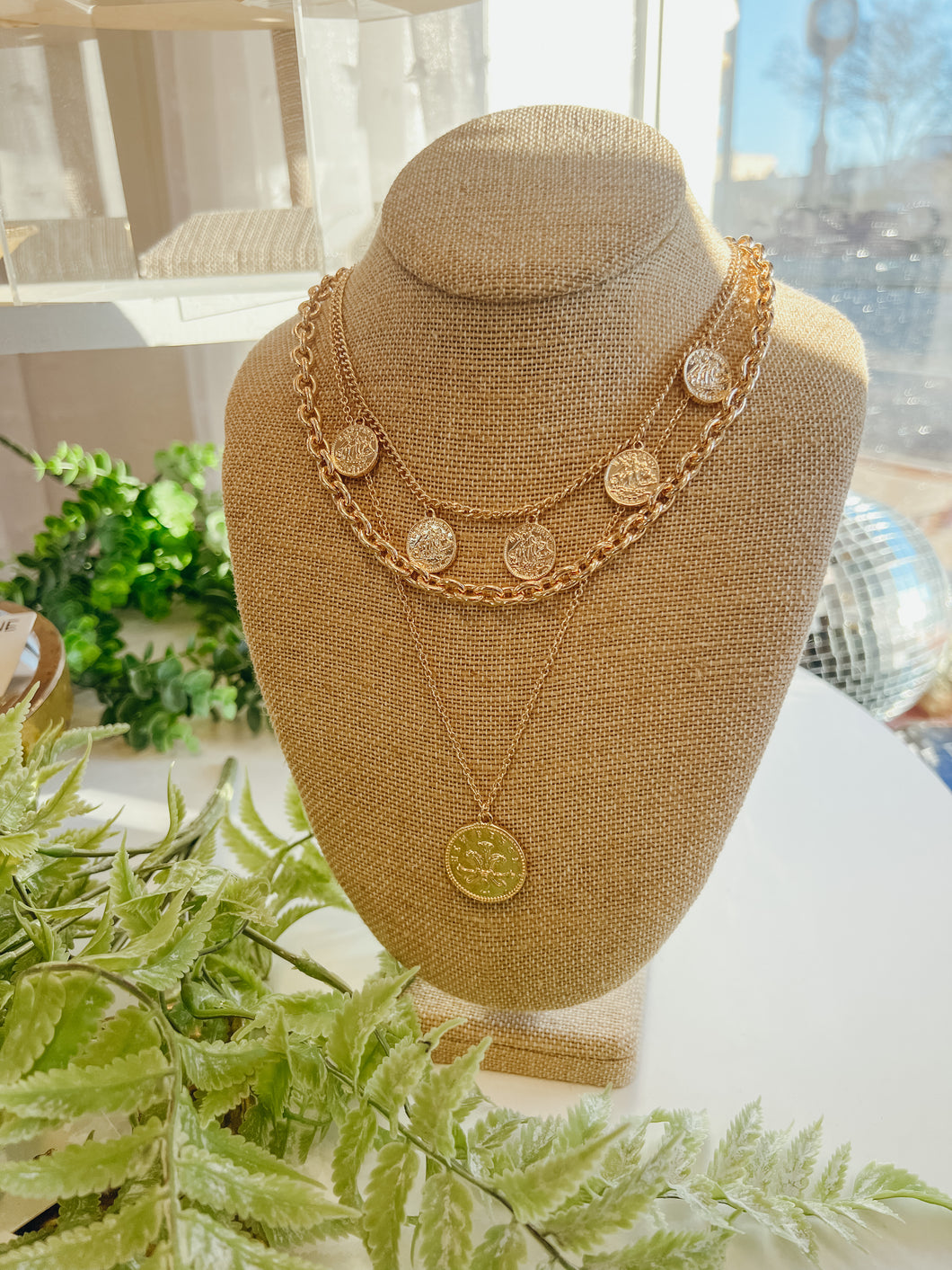 Gold Multi Layered Coin Necklace
