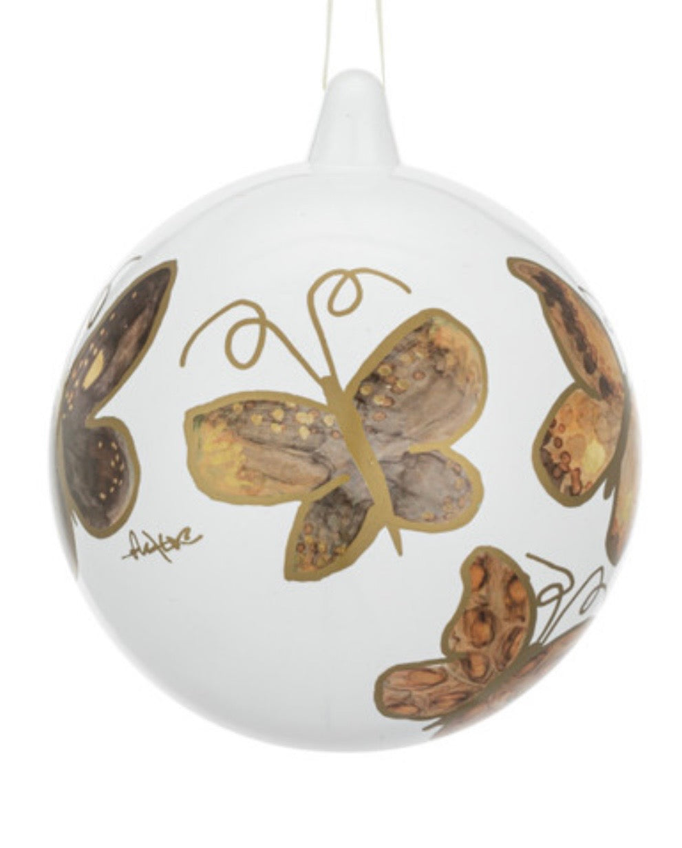 Neutral Butterfly Painted Ornament