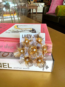 Gold Chunky Flower Filigree Earrings