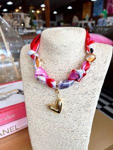 Various Scarf Charm Necklace -Gold Heart