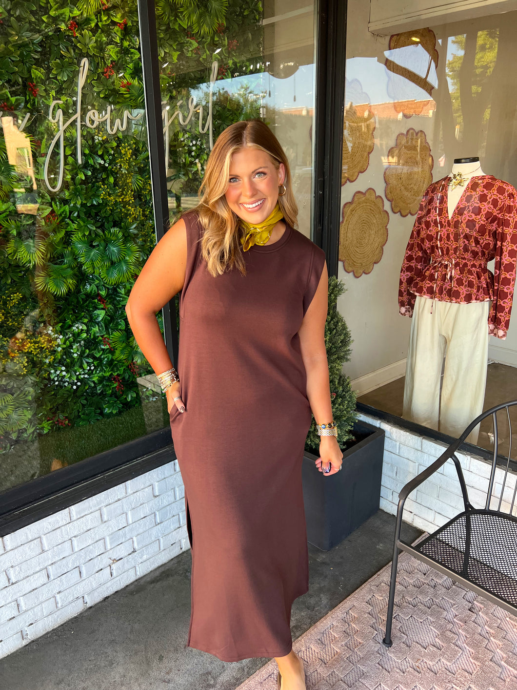Tenley Luxe Soft Sleeveless Maxi Dress- Brown