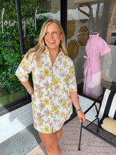 Load image into Gallery viewer, Esther Floral Denim Button Up Mini Dress- Cream Multi

