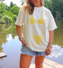 Load image into Gallery viewer, Yellow Gingham Bikini Oversized Tee- Charlie Southern
