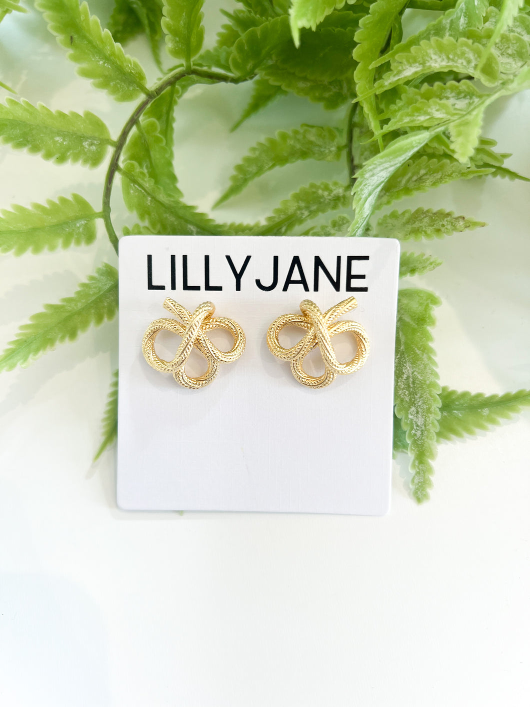 Gold Textured Knot Earrings