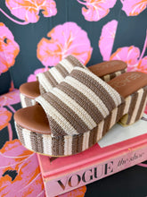 Load image into Gallery viewer, Terry Brown Stripe Platform Sandals
