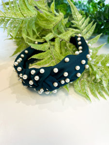 Pearl Studded Headband- Teal