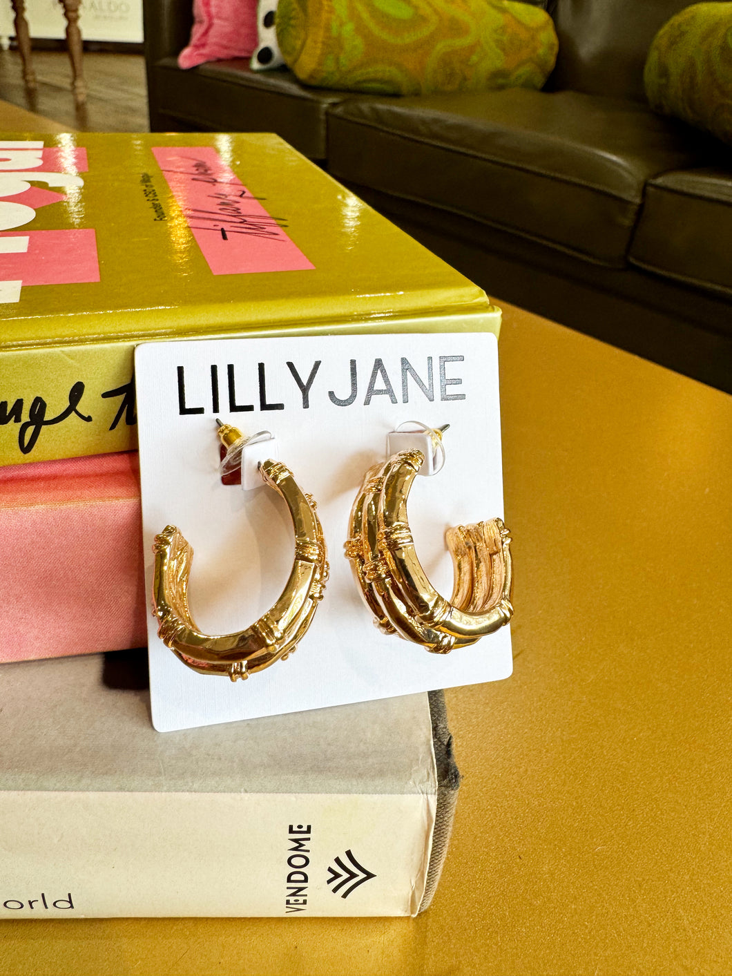 Gold Chunky Bamboo Hoops