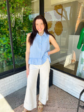 Load image into Gallery viewer, Mika Stripe Button Up Sleeveless Top-Blue/White
