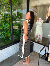 Load image into Gallery viewer, Daisha Stripe Sleeveless Midi Dress-Black/Cream
