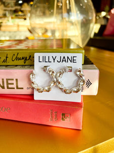 30mm Chunky Twist Hoops- Silver