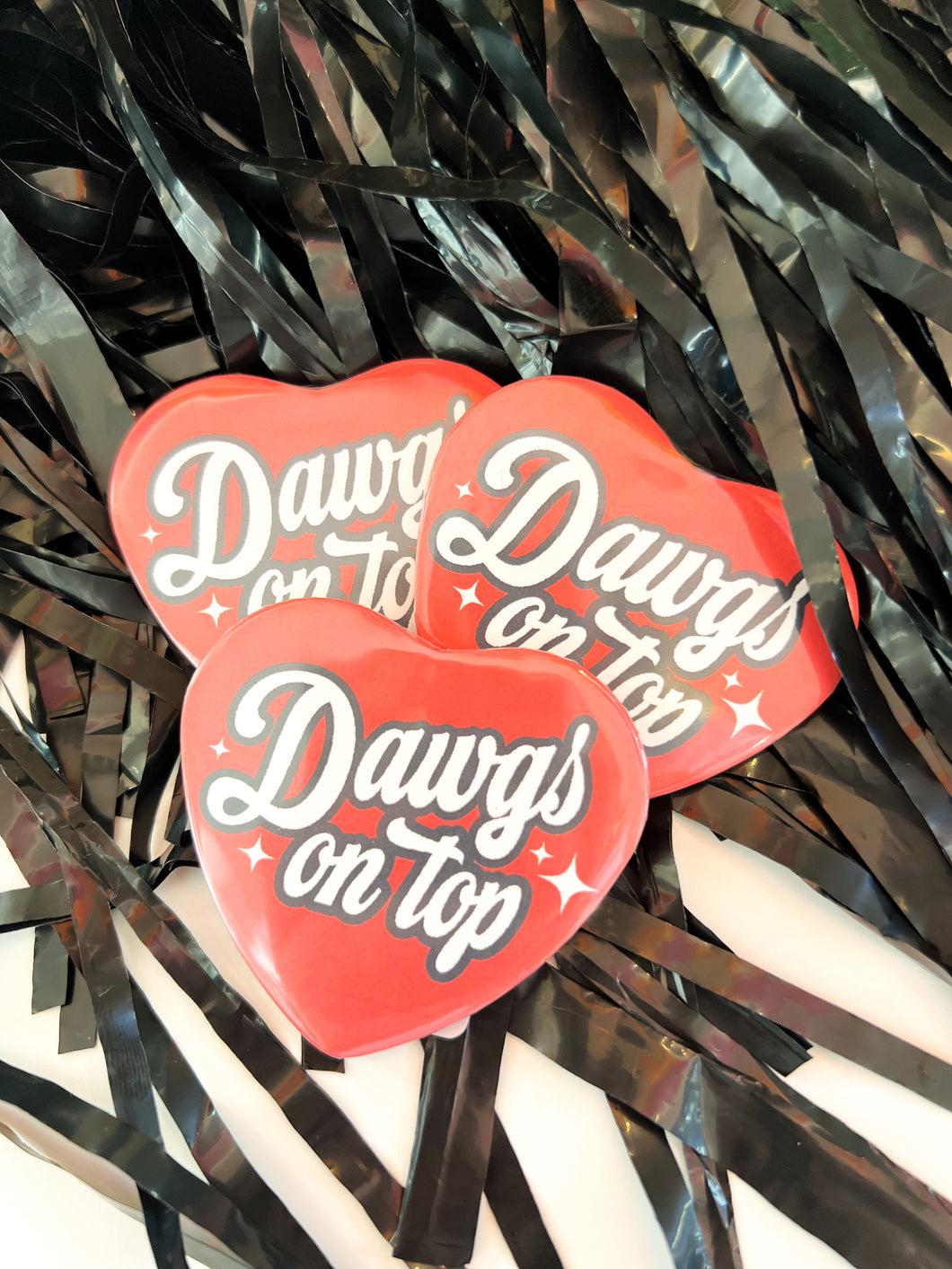 Dawgs On Top Heart Game Day Button