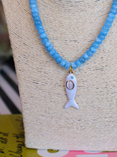 Load image into Gallery viewer, Rondelle Beaded Fish Pendant Necklace -Blue
