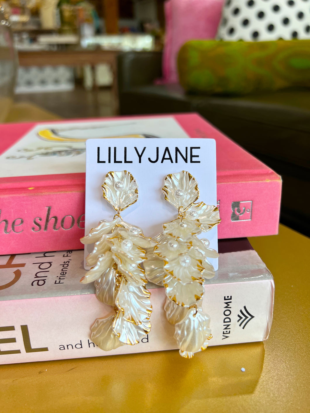 Pearl Petal Fringe Earrings