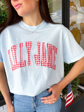 Load image into Gallery viewer, Lilly Jane Gingham Graphic - Light Blue/Red
