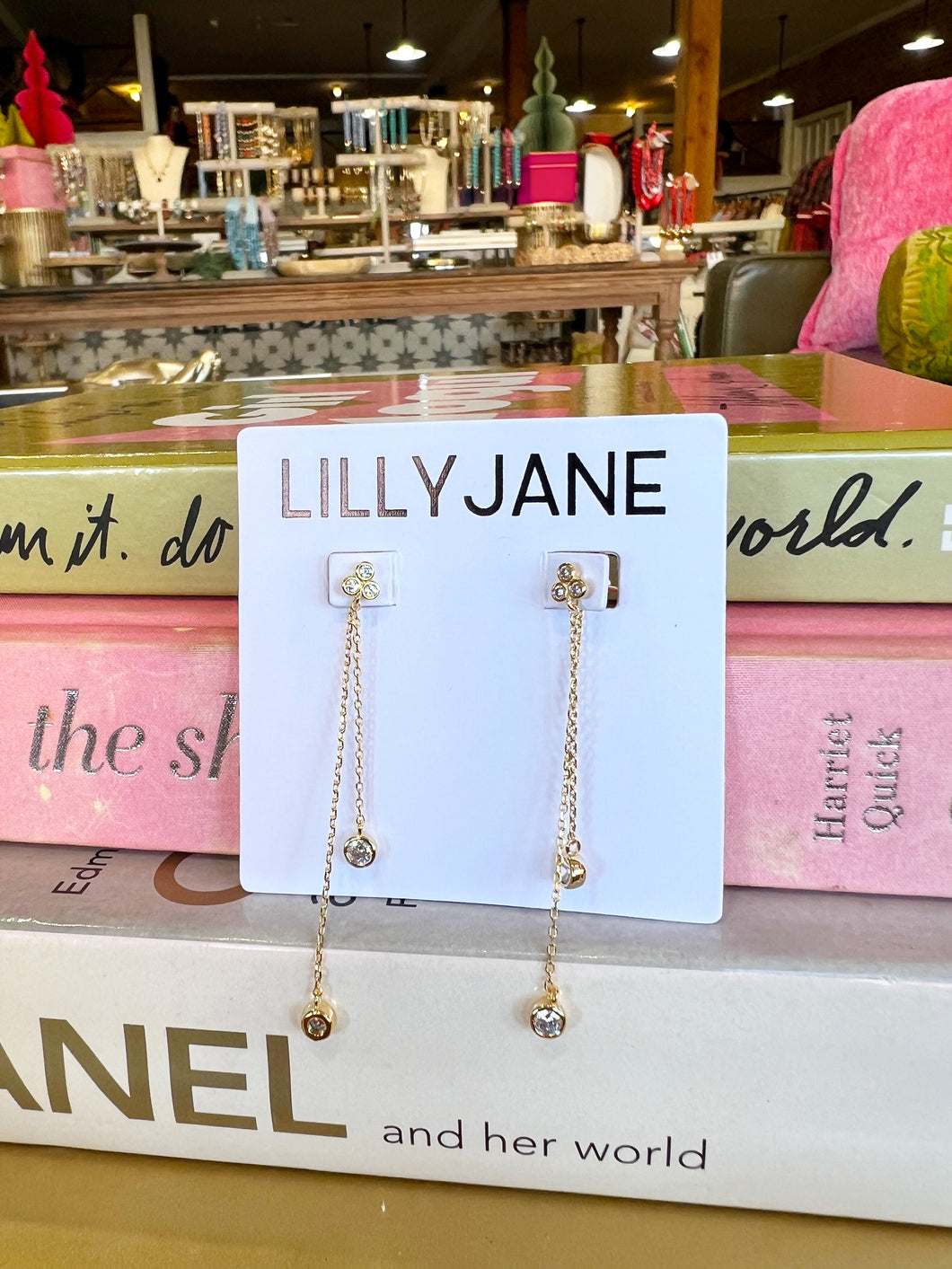 Gold Crystal Cluster Dangle Earrings