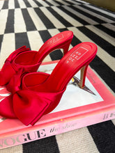 Load image into Gallery viewer, Elena Satin Bow Heels - Red
