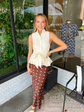 Load image into Gallery viewer, Aris Polka Dot Midi Skirt- Brown/Blue
