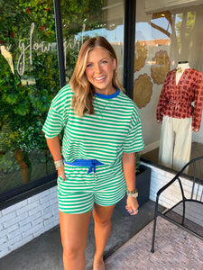Shelley Striped Short Set - Green/Blue