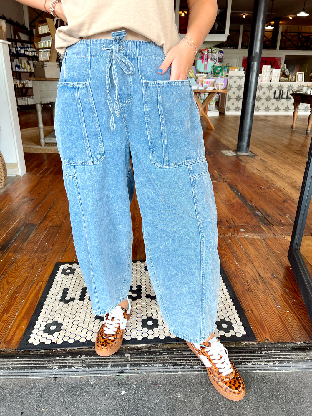 Crosby Mid Rise Utility Pants - Denim Blue