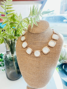 Chunky Colored Stone Necklace-White