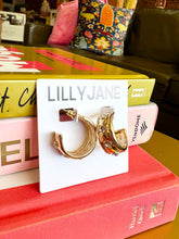 Load image into Gallery viewer, Gold Jewel Studded Hoops
