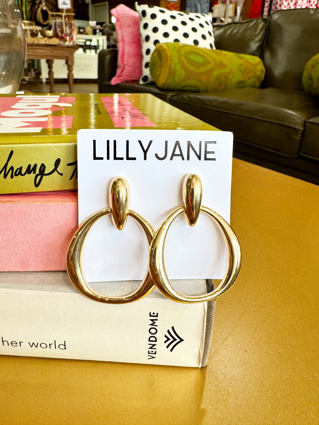 Gold Oval Knocker Earrings