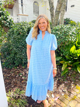 Load image into Gallery viewer, Emerson Eyelet Puff Sleeve Midi Dress- Light Blue
