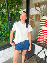 Load image into Gallery viewer, Rhodes Asymmetric Ruffle Hem Top- White
