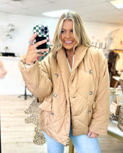 Kasey Quilted Puffer Jacket - Tan