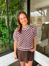 Load image into Gallery viewer, Baylor Abstract Printed Knit Sweater Top- Brown/Blue
