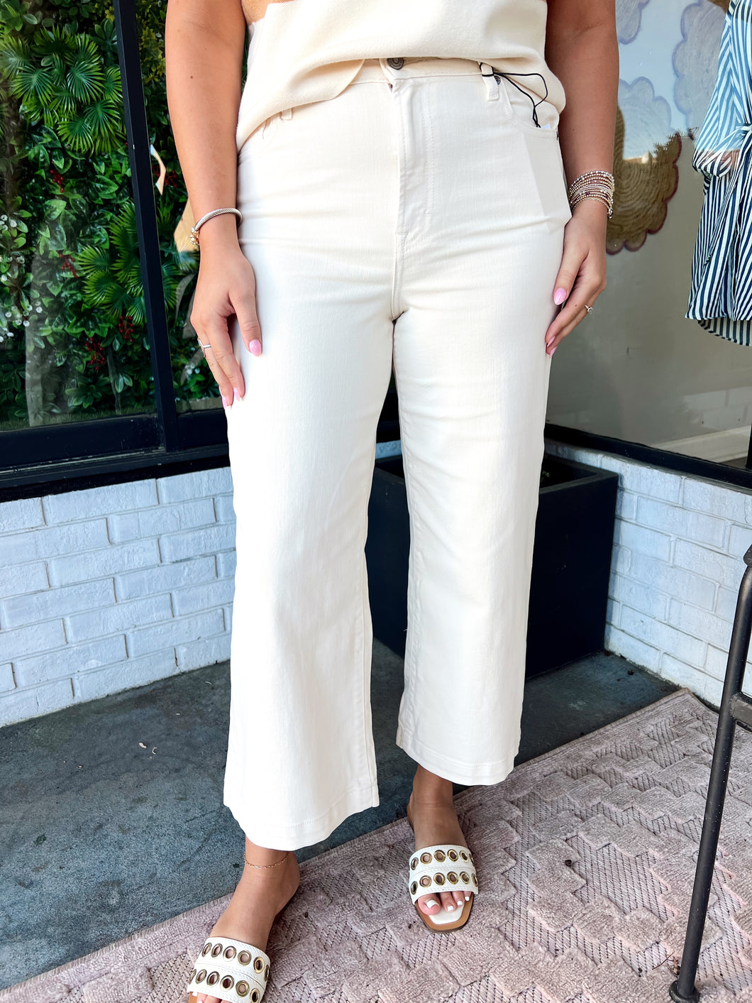 Nori High Rise Wide Leg Denim - Cream
