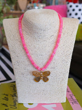 Load image into Gallery viewer, Rondelle Beaded Butterfly Pendant Necklace -Pink
