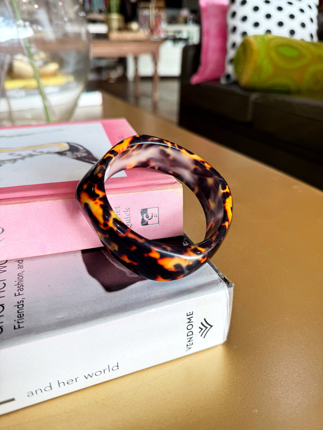 Acrylic Chunky Bracelet Bangle - Tortoise
