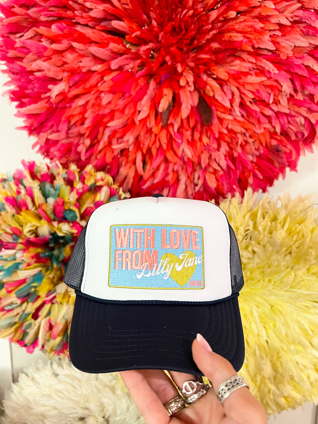 With Love From Lilly Jane Trucker Hat - Navy/White