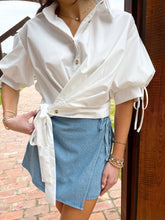 Load image into Gallery viewer, Karson Wrap Button Up Collared Top- White
