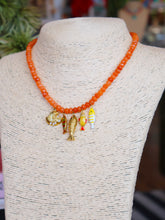Load image into Gallery viewer, Dainty Gold Beaded Fish Charm Necklace -Peach
