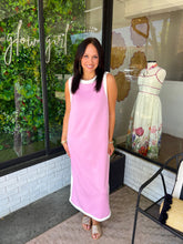 Load image into Gallery viewer, Shay Luxe Soft Sleeveless Midi Dress- Pink/White
