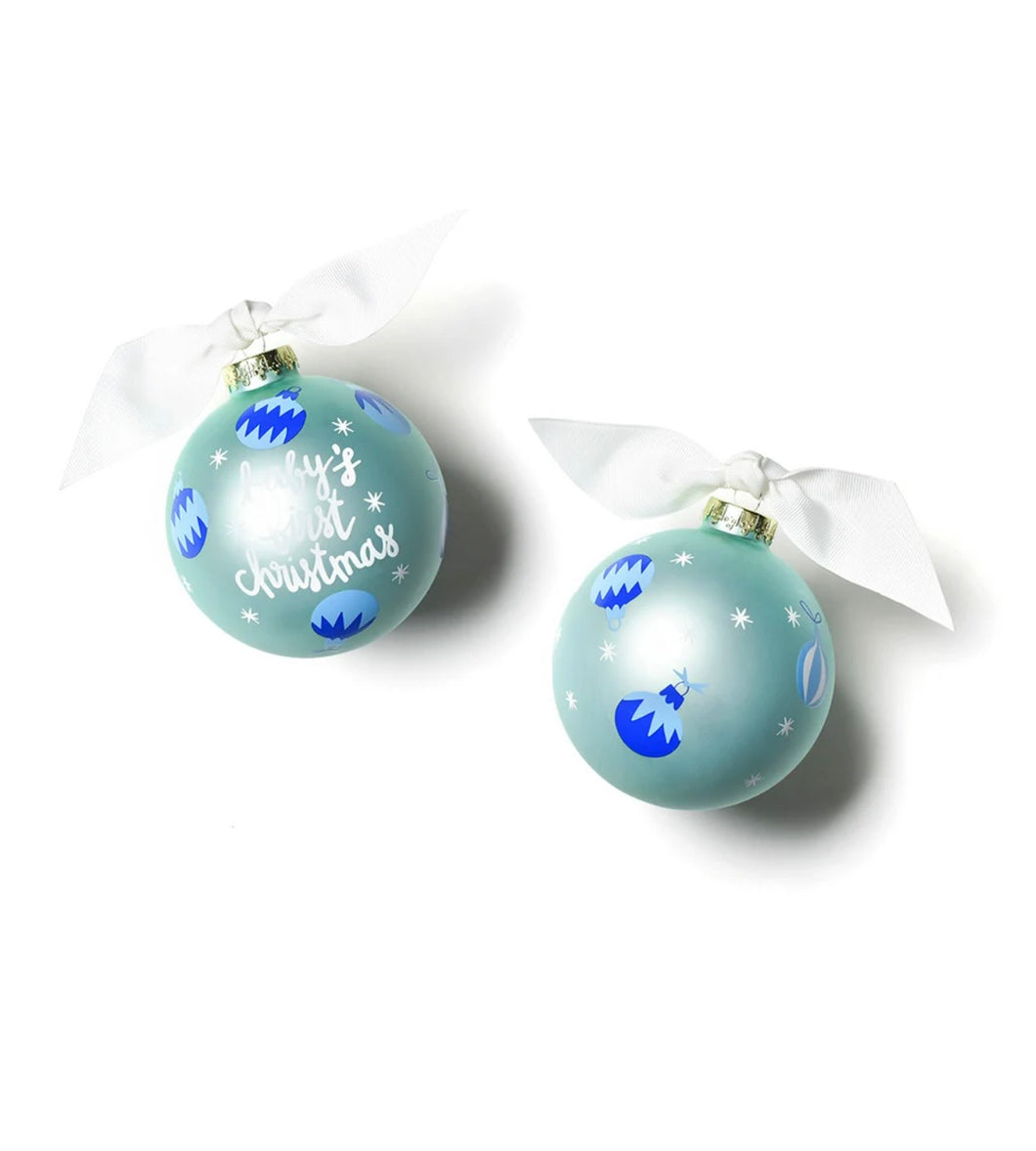 Baby First Christmas Glass Ornament -Blue