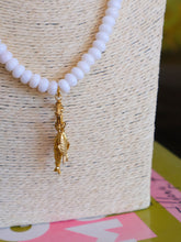 Load image into Gallery viewer, Rondelle Beaded Fish Charm Pendant Necklace - White
