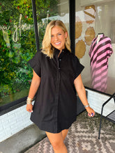 Load image into Gallery viewer, Anniston Placket Button Mini Dress- Black
