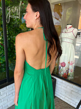 Load image into Gallery viewer, Joelle V-Neck Poplin Midi Dress-Kelly Green
