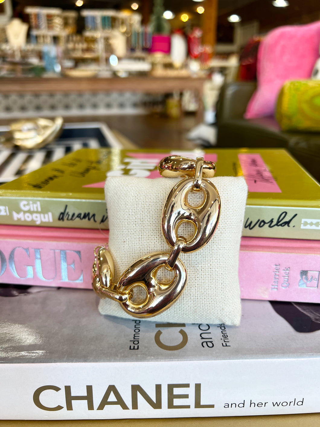 Gold Chunky Tab Link Bracelet