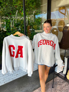 Georgia Reversible Mock Neck Sweatshirt - Heather Grey