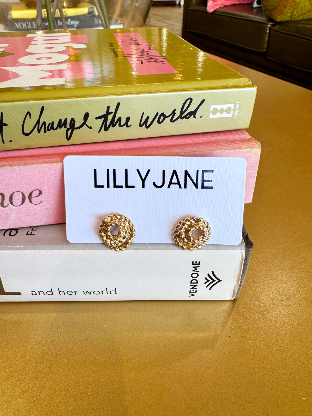 Gold Textured Rope Circle Studs