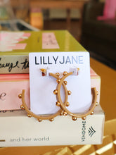 Load image into Gallery viewer, Acrylic Crystal Studded Hoop Earrings- Tan
