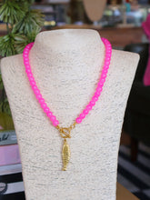 Load image into Gallery viewer, Glass Beaded Fish Toggle Necklace - Pink
